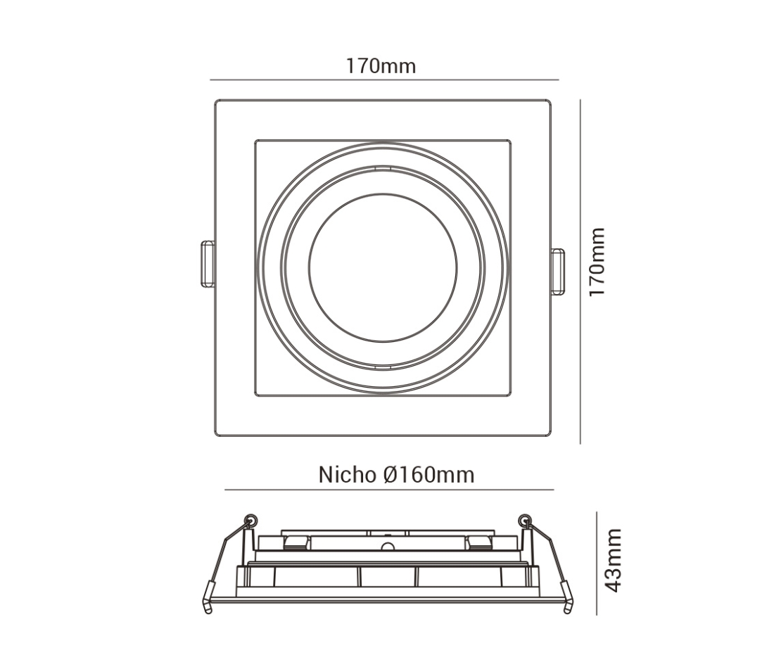 Spot Embutir Opus LED PAR30 Branco 170x170mm OPS 81171