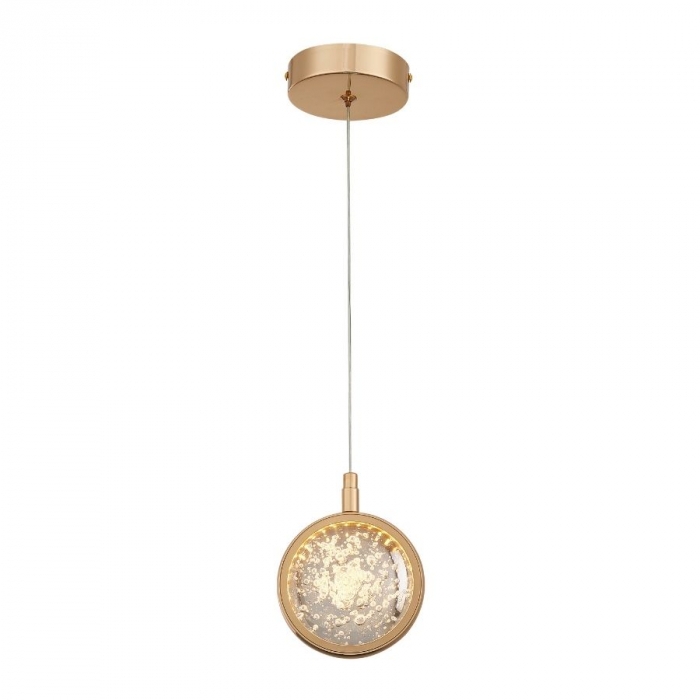 Pendente Sindora Metal Dourado e Cristal 6 watts 3000K Ø120mm QD05108
