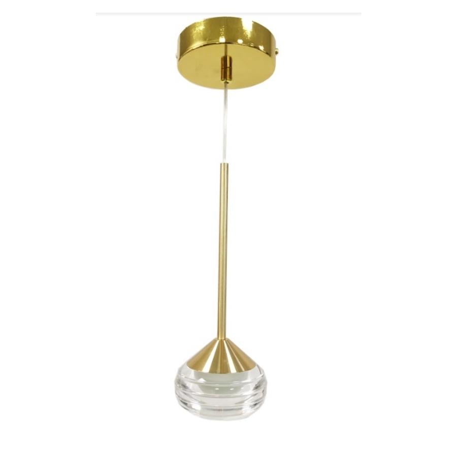 Pendente Sindora Metal Dourado e Cristal 5 watts 3500K Ø87x240mm DCD02132