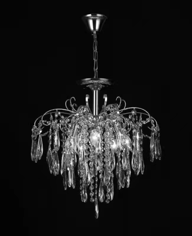 Pendente Sindora Metal Cromado e Cristal Transparente 5L E14 Ø500x500mm DCD00428
