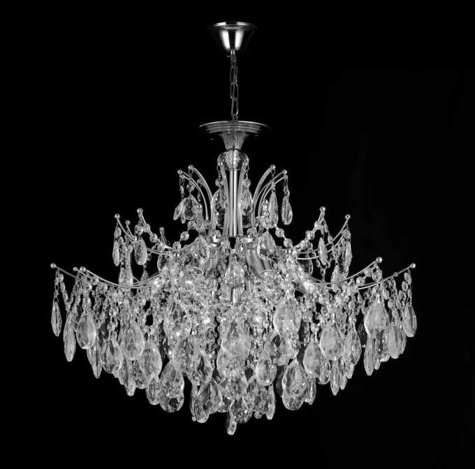 Pendente Sindora Metal Cromado e Cristal Transparente 6L E14 Ø600x550mm DCD00439