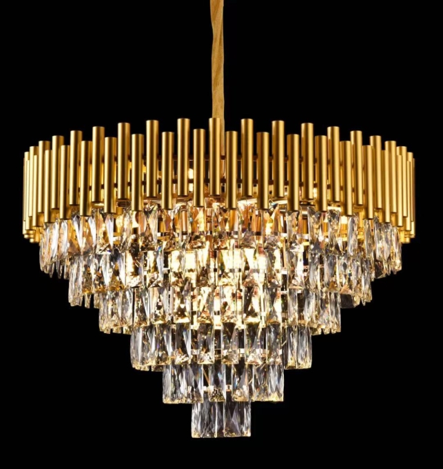 Pendente Sindora Metal Dourado e Cristal Transparente 15L E14 Ø720x430mm DCD00454