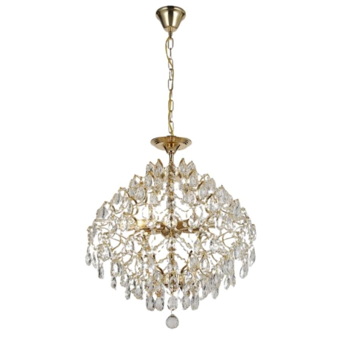 Pendente Sindora Metal Dourado e Cristal Transparente 8L E14 Ø550mm DCD00414