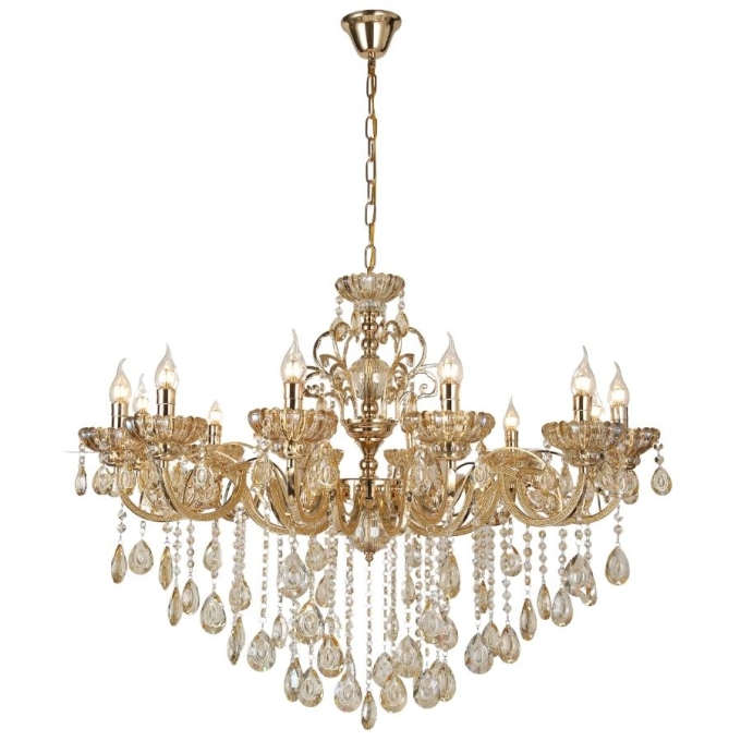 Lustre Sindora Metal Dourado e Cristal 12L E14 Ø1000mm  DCD00409-12