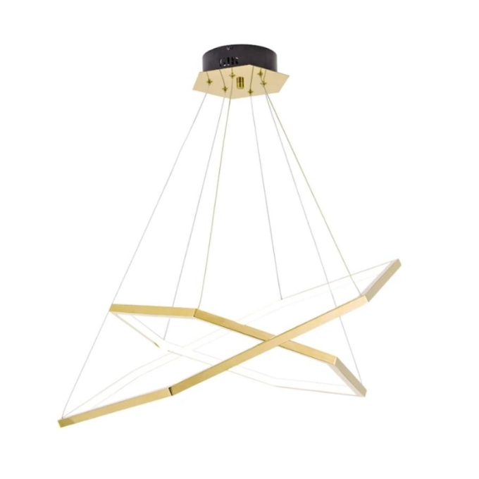 Pendente Sindora Hexagono Dourado 43 watts 3000K 710 /510mm  DCD01258