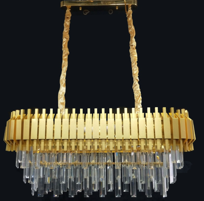 Pendente Sindora Metal Dourado e Cristal Transparente 10L E14 Ø800x330x300mm DCD00450