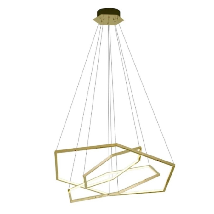 Pendente Sindora Hexagono Dourado 68 watts 3000K 910/710/510mm  DCD01260