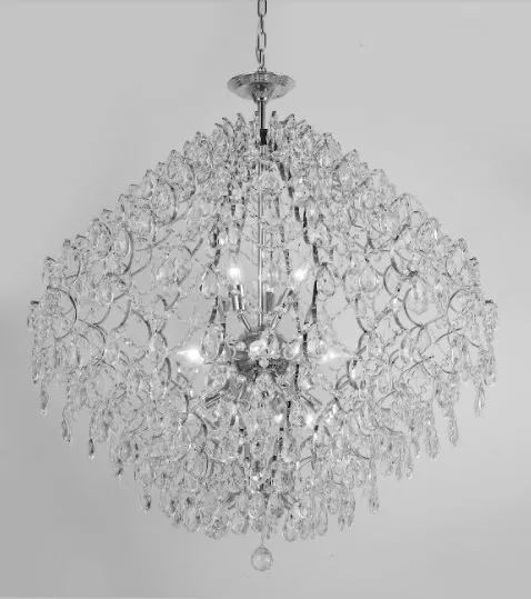 Pendente Sindora Metal Cromado e Cristal Transparente 8L E14 Ø550mm DCD00420
