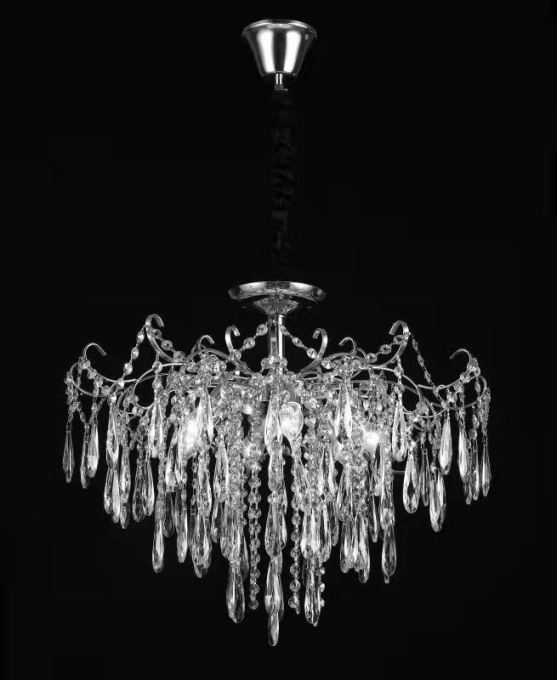 Pendente Sindora Metal Cromado e Cristal Transparente 6L E14 Ø600x500mm DCD00429