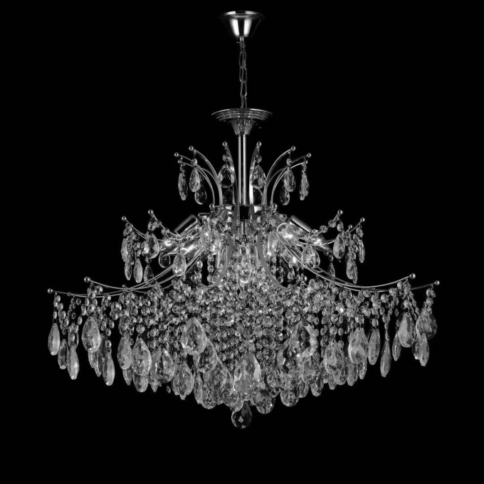 Pendente Sindora Metal Cromado e Cristal Transparente 9L E14 Ø800x650mm DCD00440