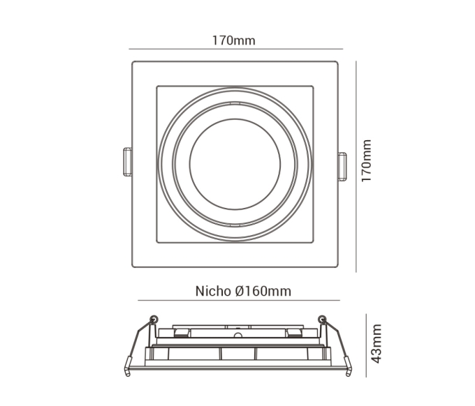 Spot Embutir Opus LED AR111 Preto 170x170mm OPS 80761
