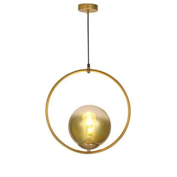 Pendente Sindora Metal Dourado Vidro Dourado 1L E27 Ø600mm DCD02013