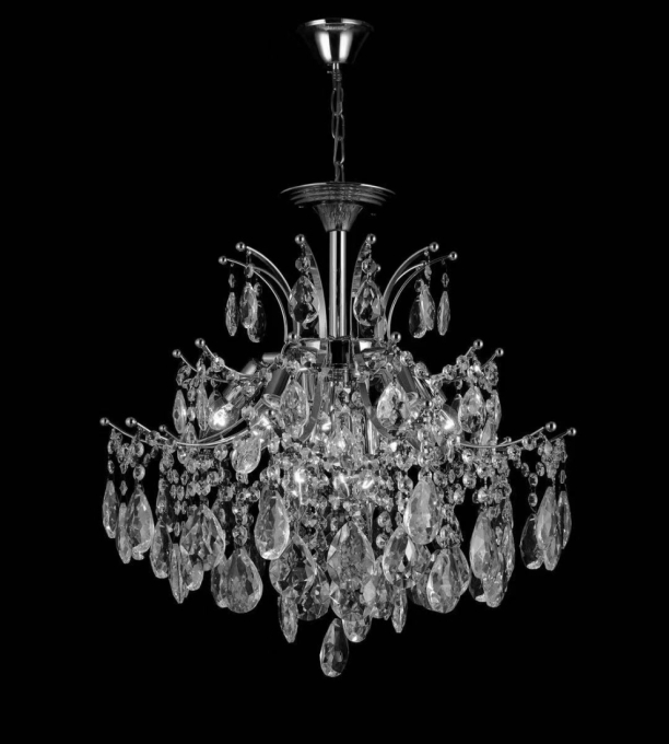 Pendente Sindora Metal Cromado e Cristal Transparente 5L E14 Ø500x550mm DCD00438