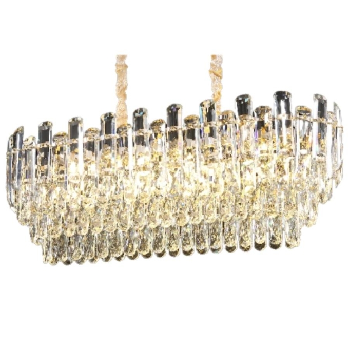 Pendente Sindora Metal Dourado e Cristal Transparente 8L E14 800x310x300mm DCD00465