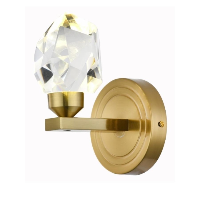 Arandela Sindora Metal Dourado e Cristal 5 watts 3000K 150x120mm DCB02128