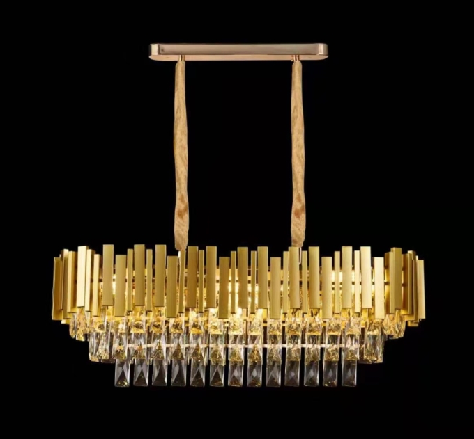 Pendente Sindora Metal Dourado e Cristal Transparente 8L E14 Ø760x280x260mm DCD00460