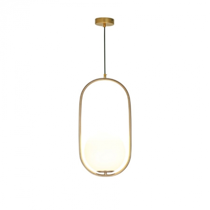 Pendente Sindora Metal Dourado e Vidro Branco 1L E27 500x260mm DCD02010
