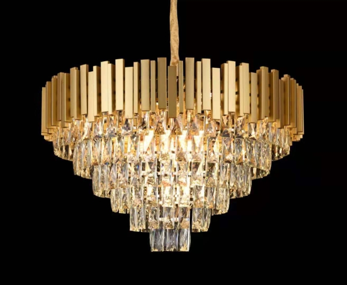 Pendente Sindora Metal Dourado e Cristal Transparente 15L E14 Ø720x430mm DCD00459