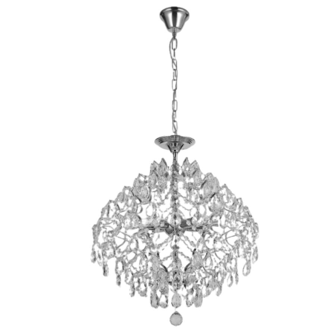 Pendente Sindora Metal Cromado e Cristal Transparente 6L E14 Ø600x680mm DCD00444