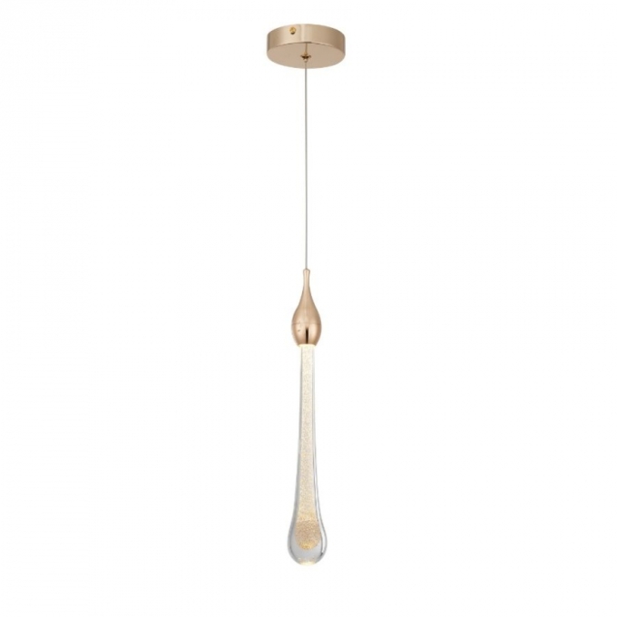 Pendente Sindora Metal Dourado e Cristal 5 watts 3000K Ø50x300mm QD05116