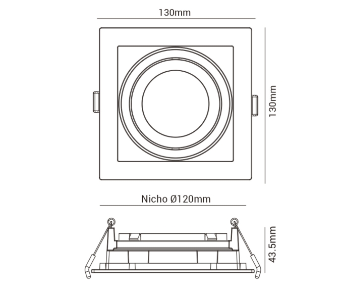 Spot Embutir Opus LED PAR20 Branco 130x130mm OPS 80310