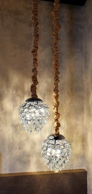 Pendente Bella Nut 2L G9 Cromado e Cristais Transparentes Ø230x280mm HU2173