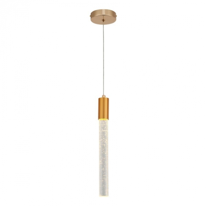 Pendente Sindora Metal Dourado e Cristal 5 watts 3000K Ø35x360mm QD05124