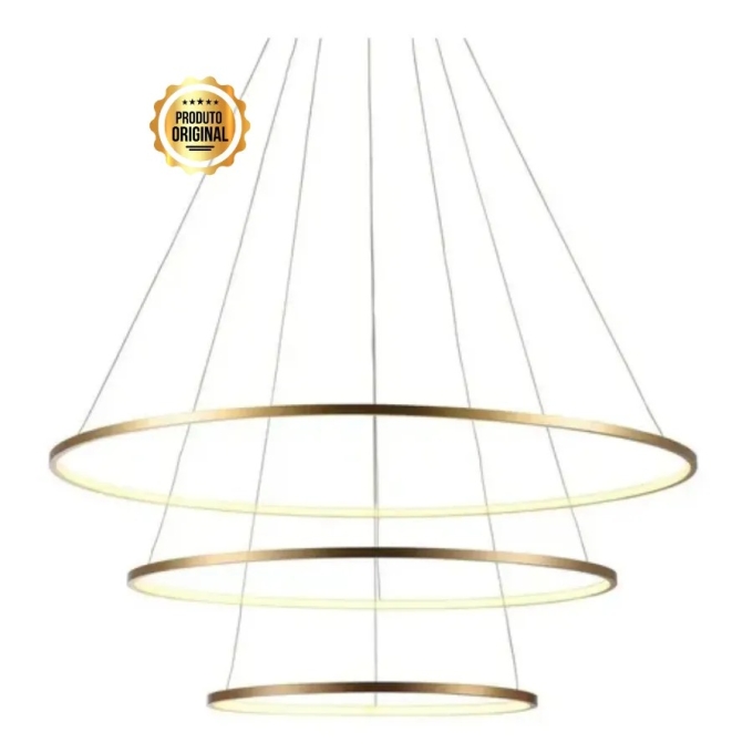 Pendente Sindora Metal Dourado 90 watts 3000K Ø800/600/400mm DCD015002