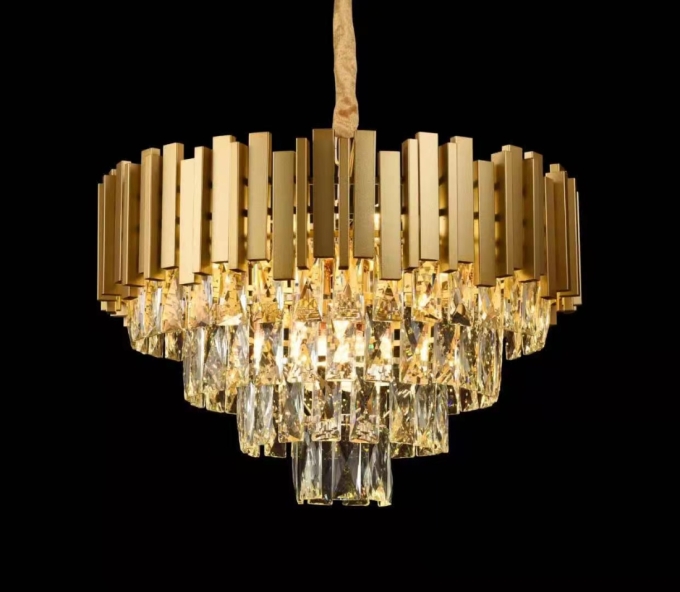 Pendente Sindora Metal Dourado e Cristal Transparente 9L E14 Ø520x330mm DCD00458
