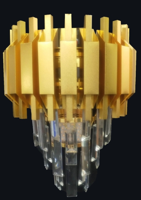 Arandela Sindora Metal Dourado e Cristal Transparente 2L E14 Ø250x250mm DCB00451