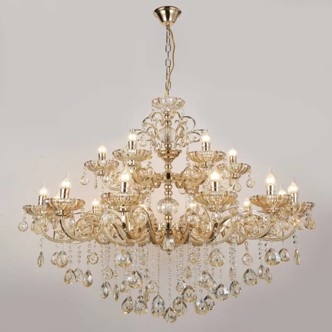 Lustre Sindora Metal Dourado e Cristal 18L E14 Ø1000x1200mm  DCD00409-12+6