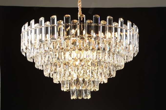 Pendente Sindora Metal Dourado e Cristal Transparente 16L E14 Ø750x460mm DCD00464