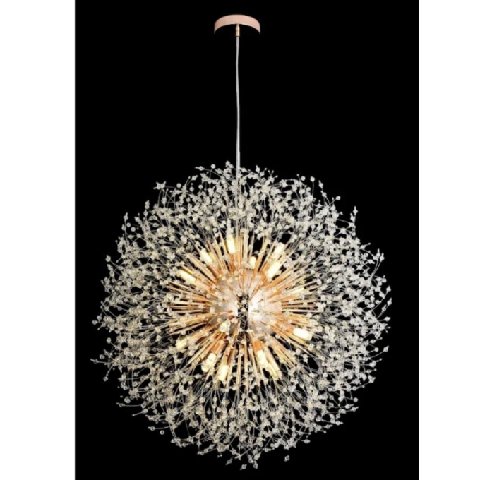 Pendente Sindora Cristal e Metal Rosê 12L G9 Ø600mm  DCD00762