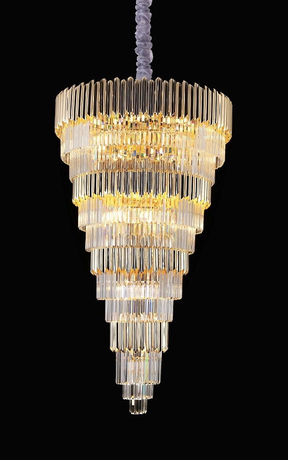Lustre Sindora Metal Dourado e Cristal 57L E14 Ø1000x1800mm DCD00253