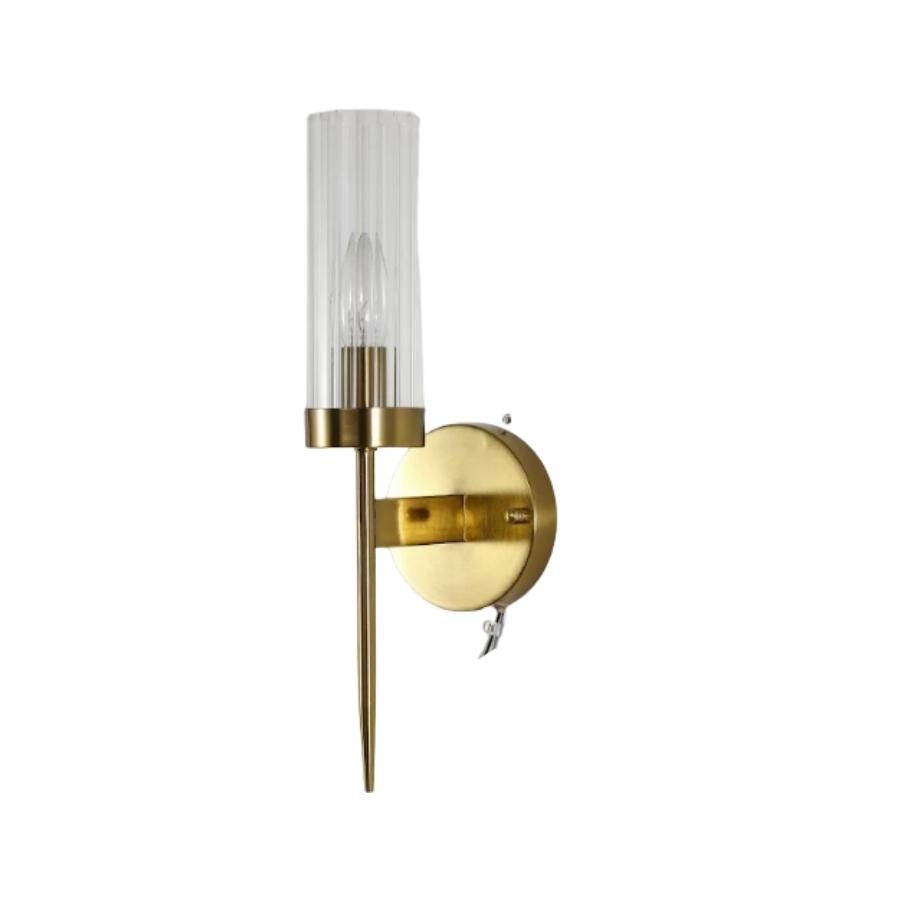 Arandela Sindora Alumínio Ouro Velho e Vidro 1L E14 410x120mm DCB00275
