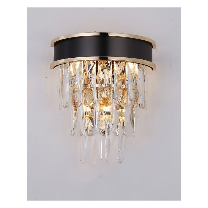 Arandela Sindora Inox Preto e Cristal 3L E14 280x240mm DCB00255