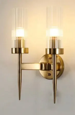 Arandela Sindora Alumínio Ouro Velho e Vidro 2L E14 430x230mm DCB00276
