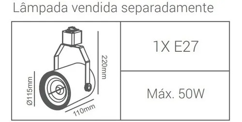 Spot pra Trilho Opus LED AR111 GU10 Preto Ø123mm OPS 81928