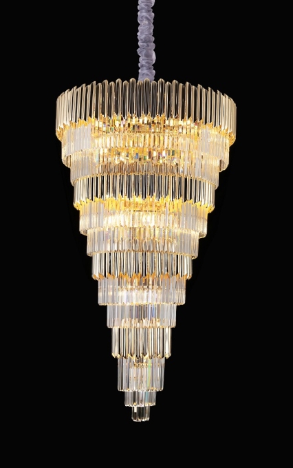 Lustre Sindora Metal Dourado e Cristal 57L E14 Ø1000x1800mm DCD00253