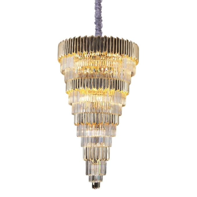 Lustre Sindora Metal Dourado e Cristal 57L E14 Ø1000x1800mm DCD00253