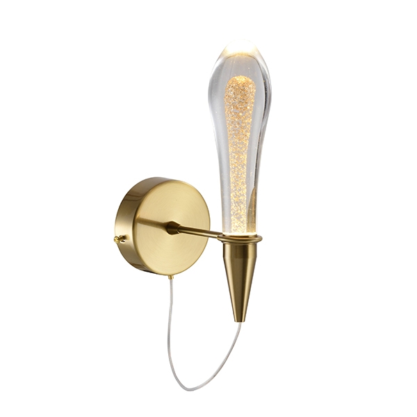 Arandela Starlux Mini Aimee Ouro e Transparente 2 watts 2700K Ø50x270mm ZR077-S