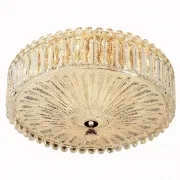 Plafon Sindora Sobrepor Redondo Alumínio Dourado e Cristal 9L E14 Ø500x220mm DCX01056