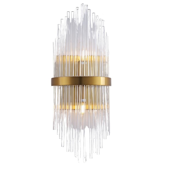 Arandela Sindora Inox Ouro Velho e Vidro 2L E14 550x220mm DCB00233