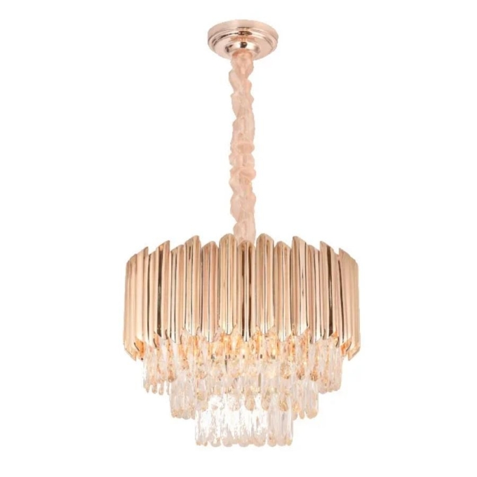 Pendente Sindora Metal Dourado e Cristal 15L E14 Ø620x400mm DCD00226
