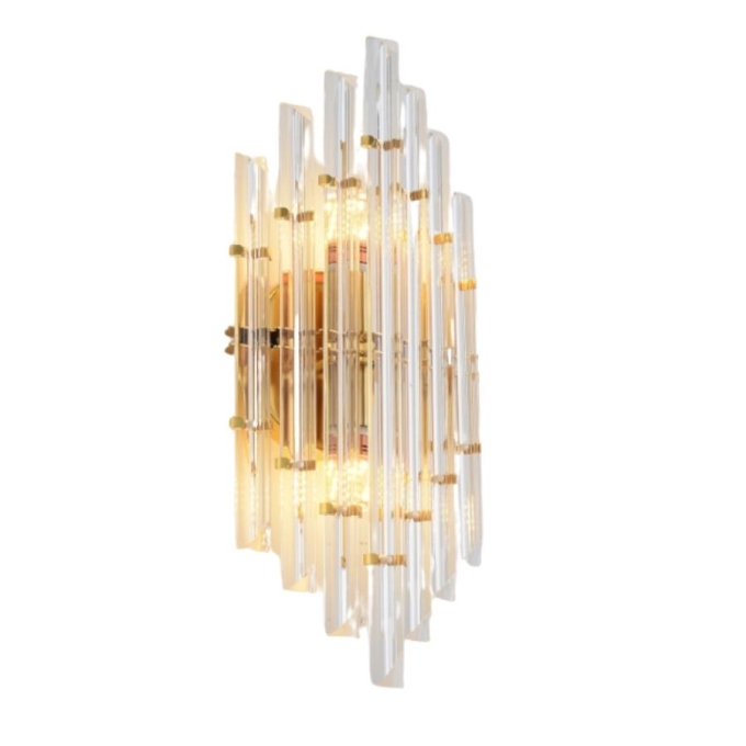 Arandela Sindora Alumínio Dourado e Vidro 2L E14 600x240mm DCB00252