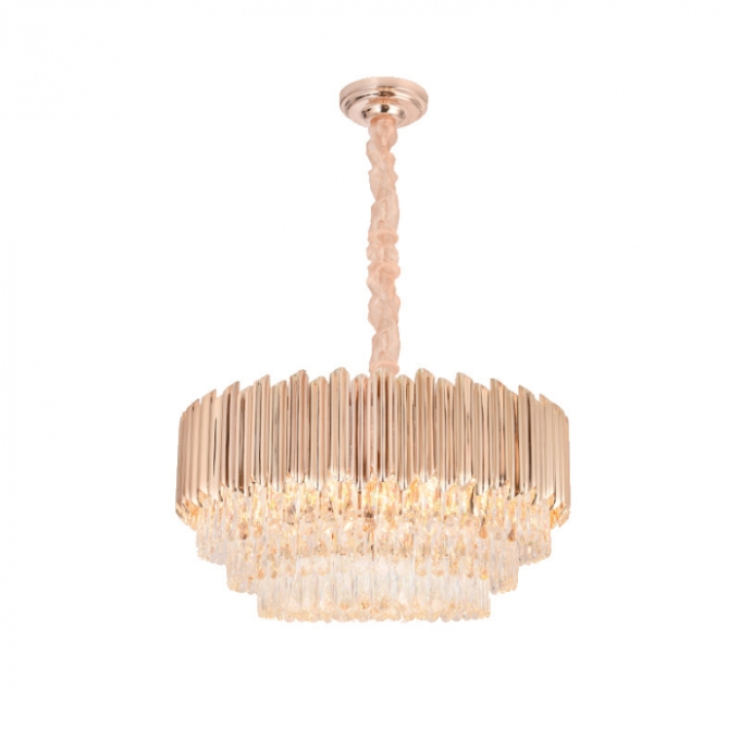 Pendente Sindora Metal Dourado e Cristal 21L E14 Ø780x400mm DCD00225