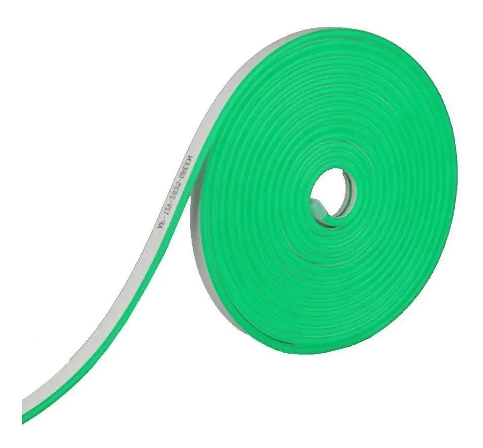 Neon Flex Alpertone Verde 8w/mt 12V 120 leds/mt IP65 6x12mm (Rolo 5 metros) 1507