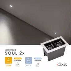 Spot Embutir Opus LED Soul 4 watts 2700K IRC90 30° IP20 74x44mm Branco Fundo Preto OPS 81300