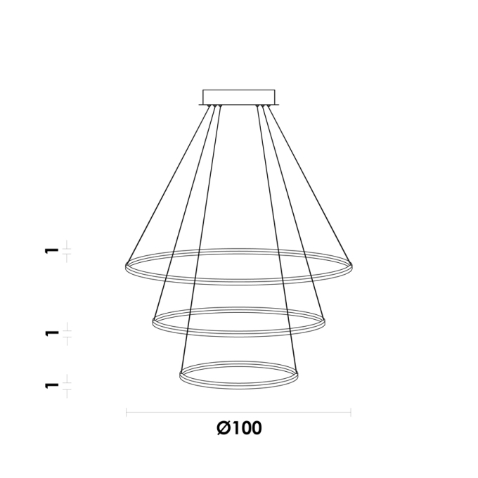 Pendente Bella Birdie Oval Rose Gold 45 watts 3000K Anéis Ø1000/800/600mm KW004EL