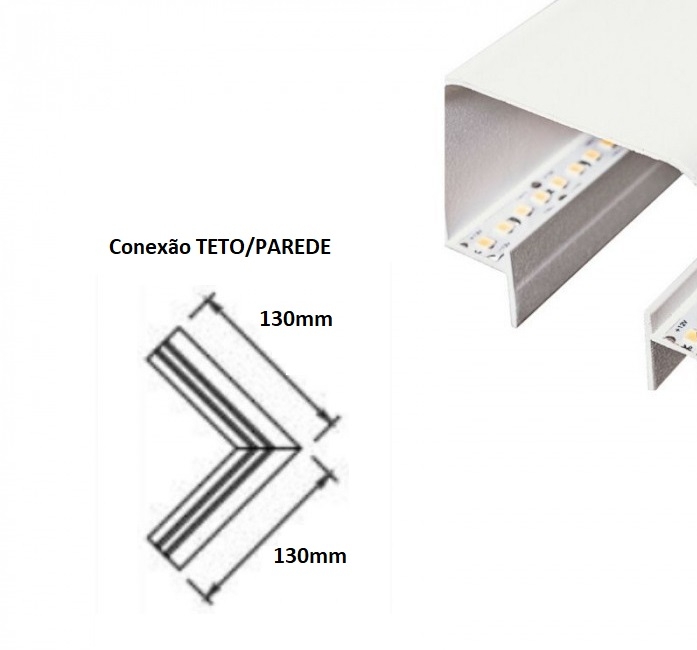 Perfil Embutir Itamonte No Frame Conexão Teto/Parede 60x40x130mm PF-6040/TP